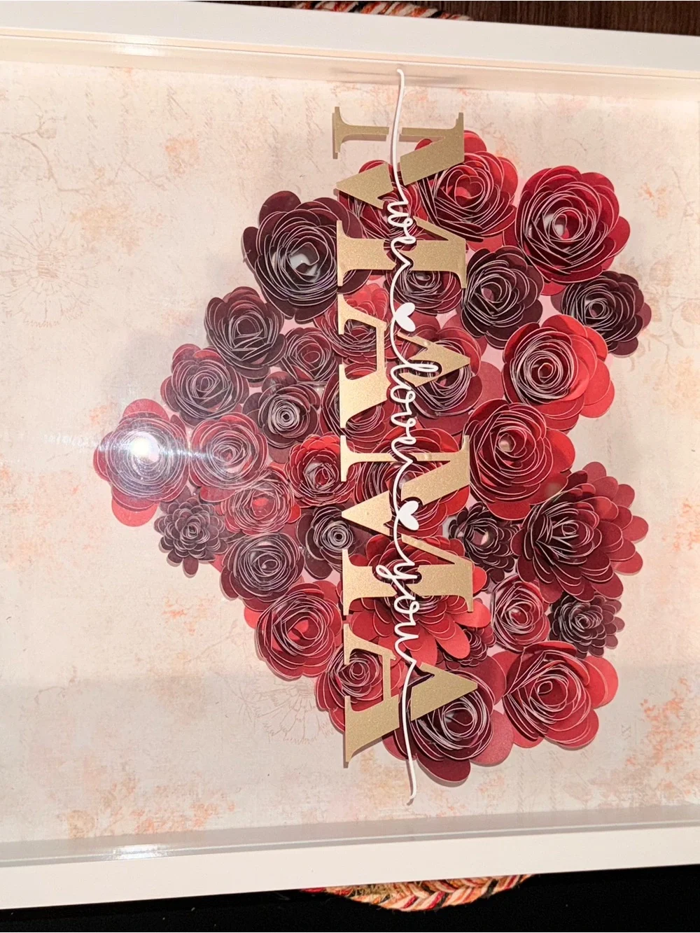 Love Heart Red Paper Rose Wall Art